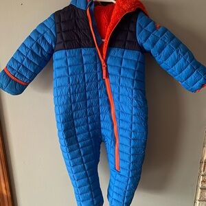 Snozu Blue‎ Kids quilted puffer snowsuit red lining size 24 months